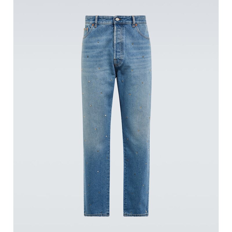 Valentino Rockstud cotton denim jeans
