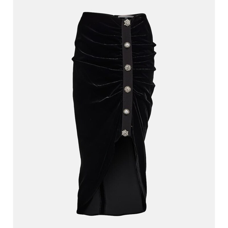 Veronica Beard Ari embellished velvet midi skirt