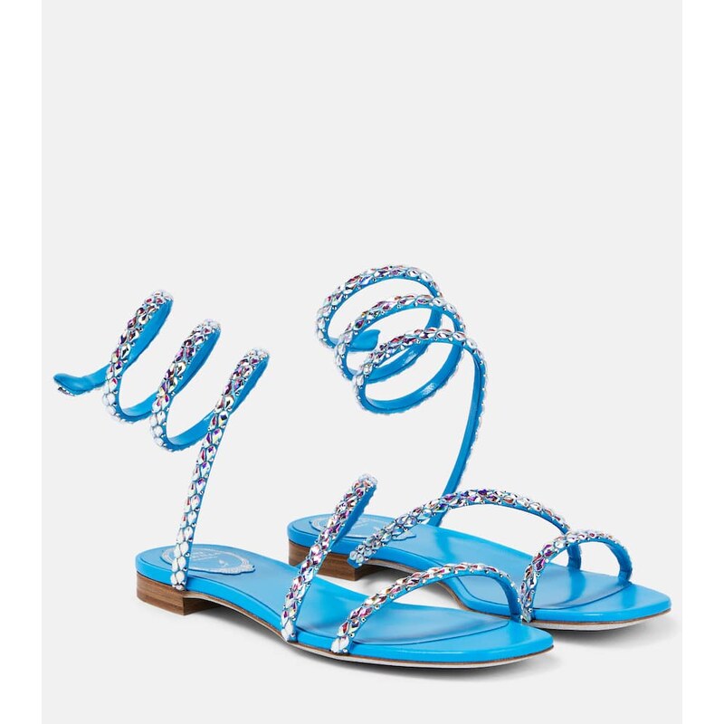 Rene Caovilla Crystal-embellished satin sandals
