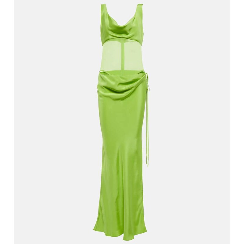 Christopher Esber Sheer-detail silk satin gown
