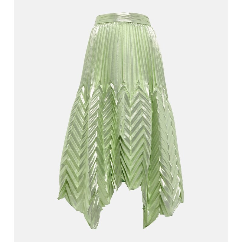 Simkhai Pleated silk-blend midi skirt