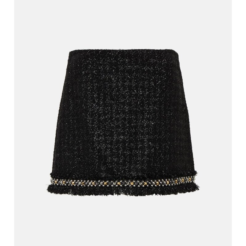 Versace Embellished metallic tweed miniskirt