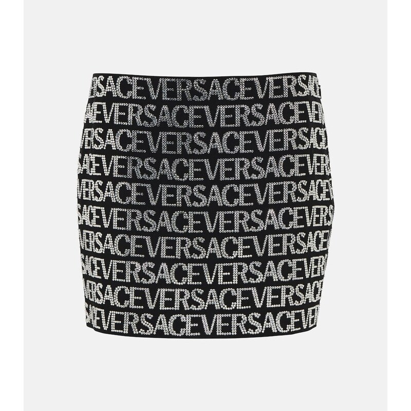 Versace minisukně s logem v barvě Ivory Glow