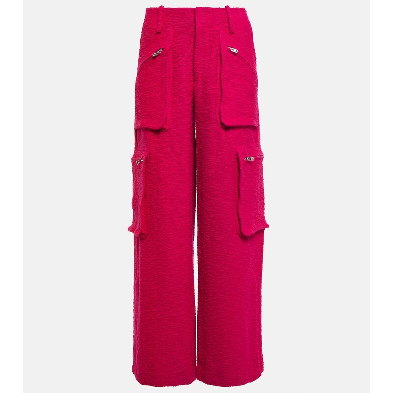 Amiri High-rise wide-leg bouclÃ cargo pants