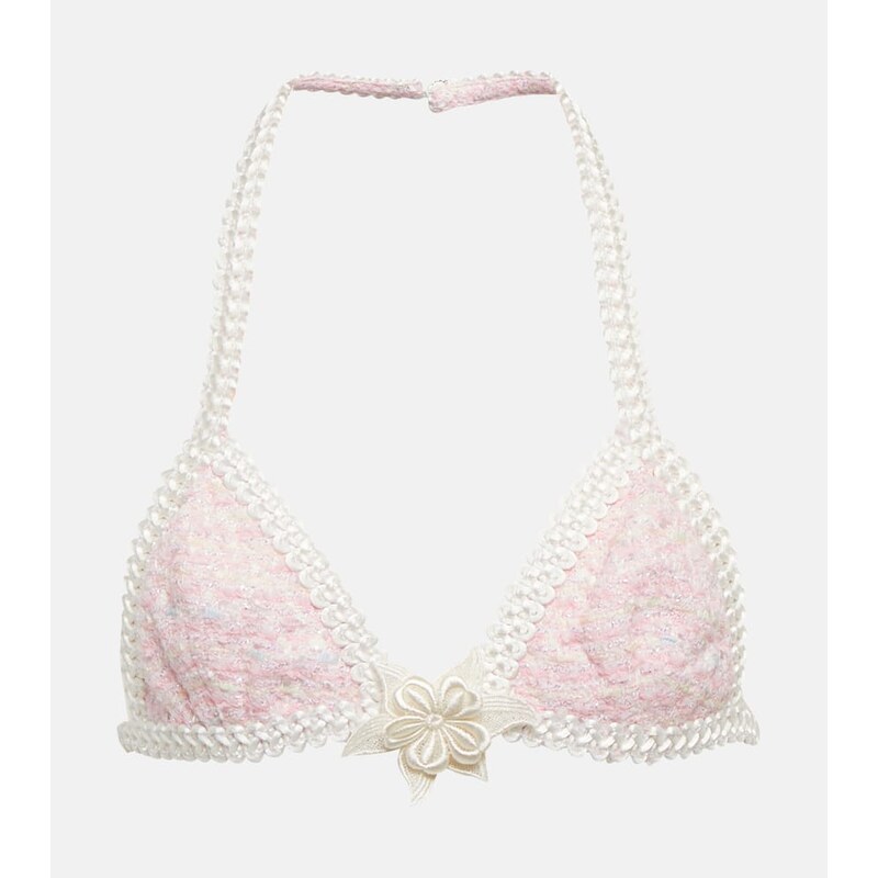Alessandra Rich Embroidered cotton-blend LurexÂ bra