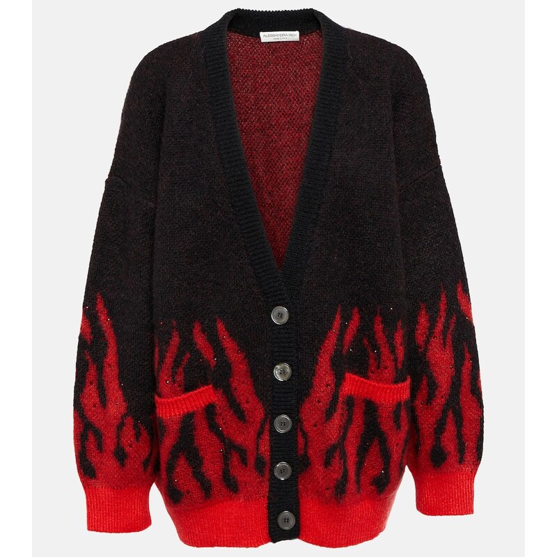 Alessandra Rich Embellished mohair-blend jacquard cardigan