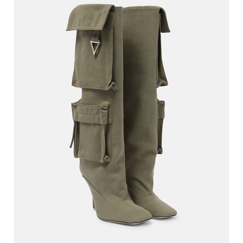 The Attico Sienna canvas knee-high boots