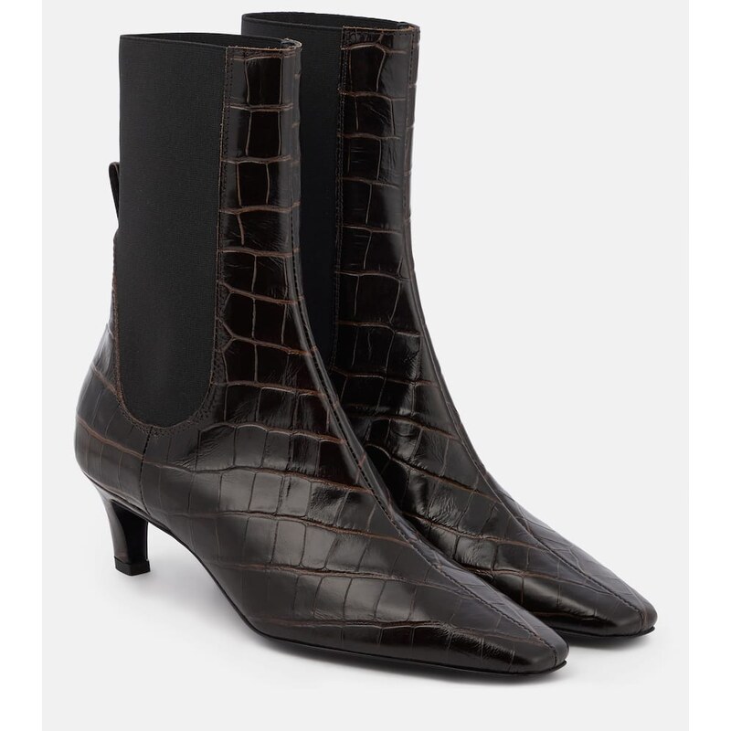 Toteme Croc-effect leather ankle boots