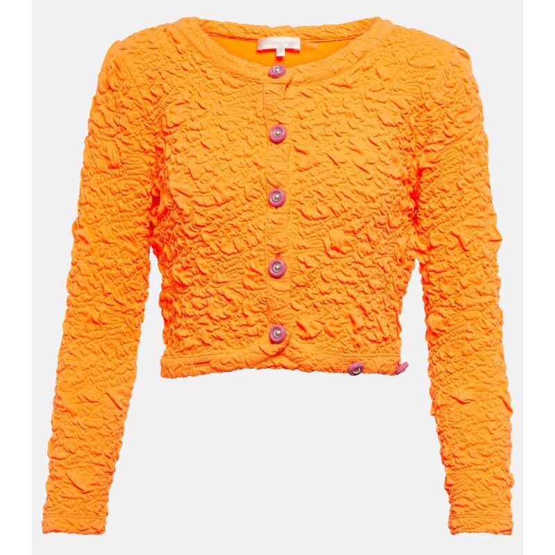 LoveShackFancy Senina crinkled cropped cardigan