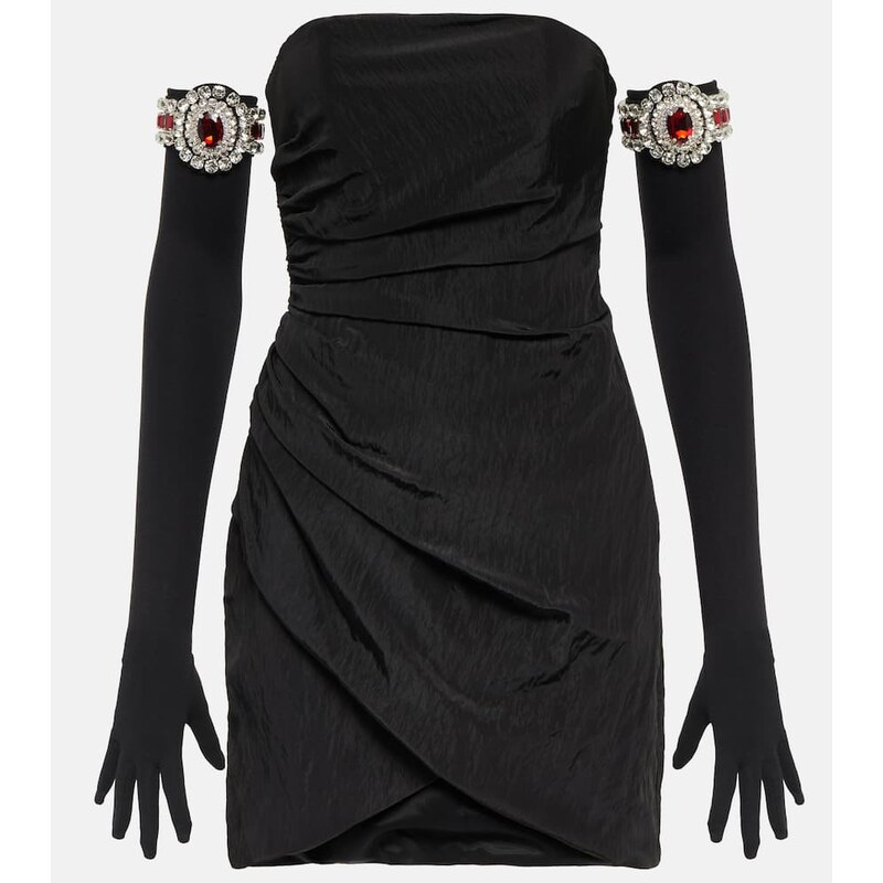 David Koma MoirÃ minidress and embellished gloves
