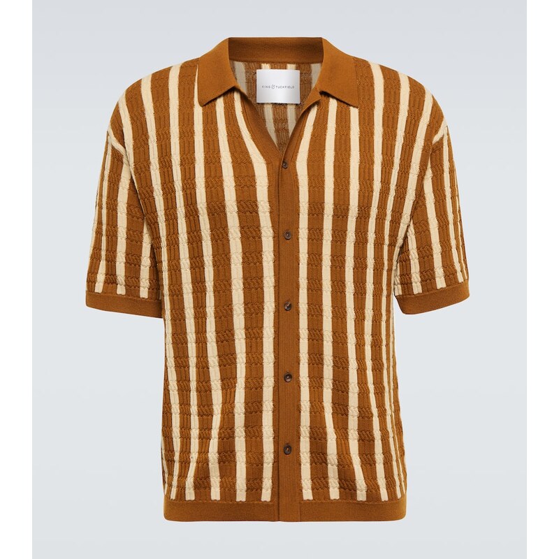 King & Tuckfield Striped virgin wool bowling shirt