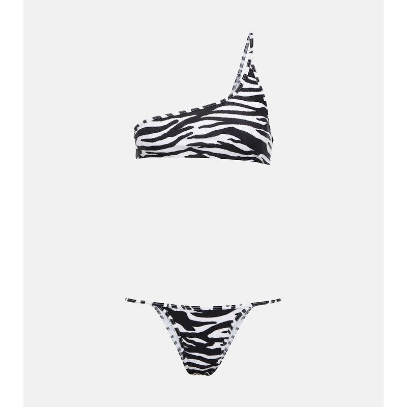 The Attico Printed one-shoulder bikini