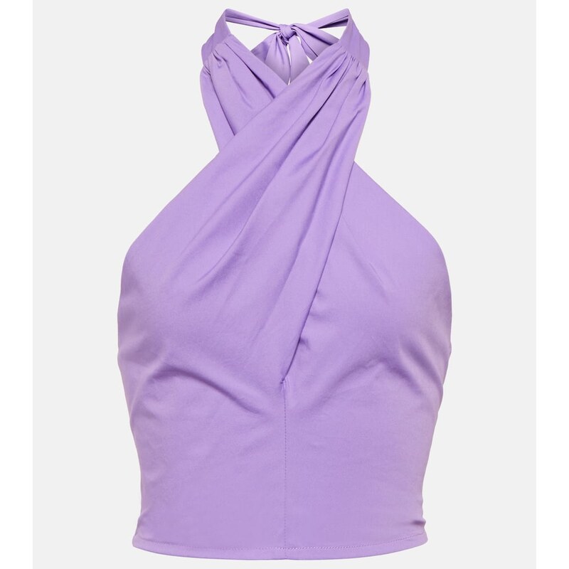 Staud Kai cropped halter-neck cotton top