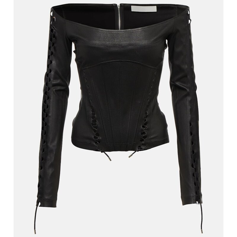 Dámské top z kůže, černá barva, model Dion Lee