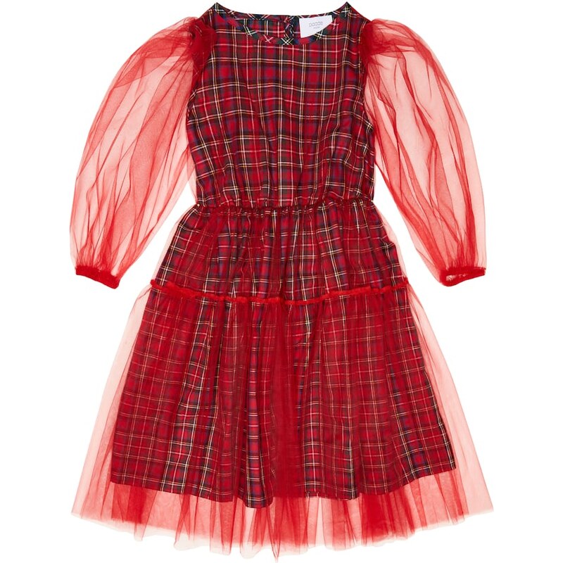 Paade Mode Tulle-trimmed checked cotton dress