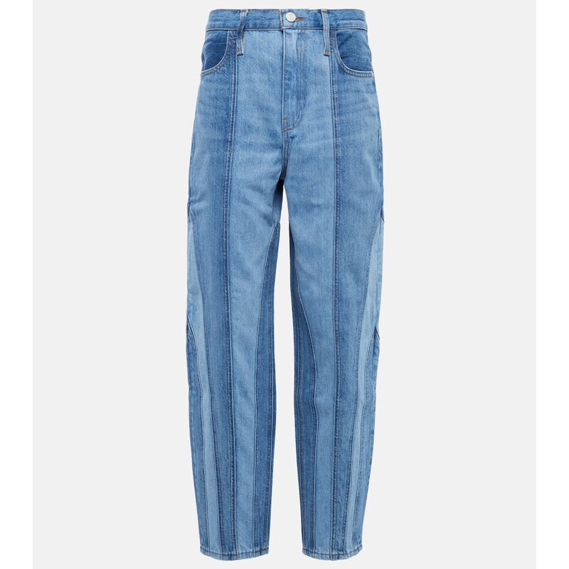 Frame Warped Stripe Barrel high-rise jeans