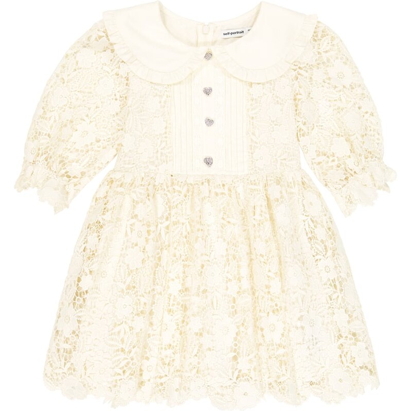Self-Portrait Kids Embellished guipure lace dress
