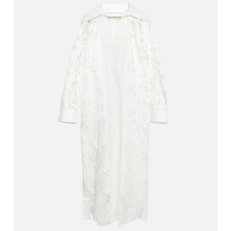 Valentino Embroidered cotton midi dress