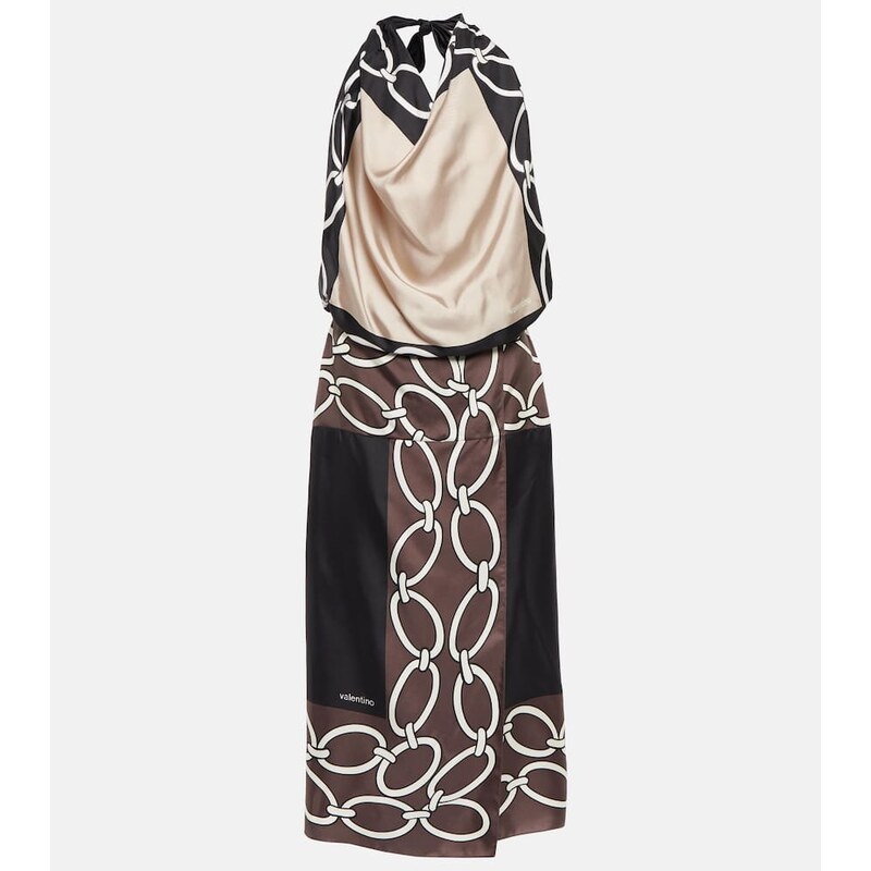 Valentino Printed silk midi dress