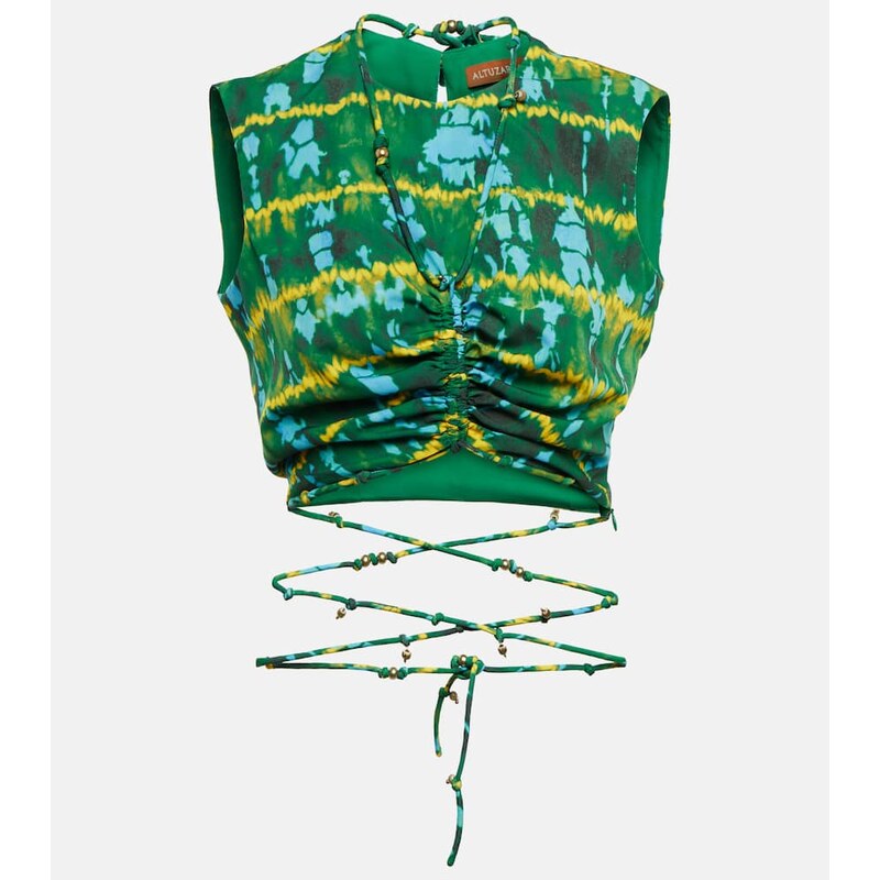 Altuzarra Ayana printed ruched crop top
