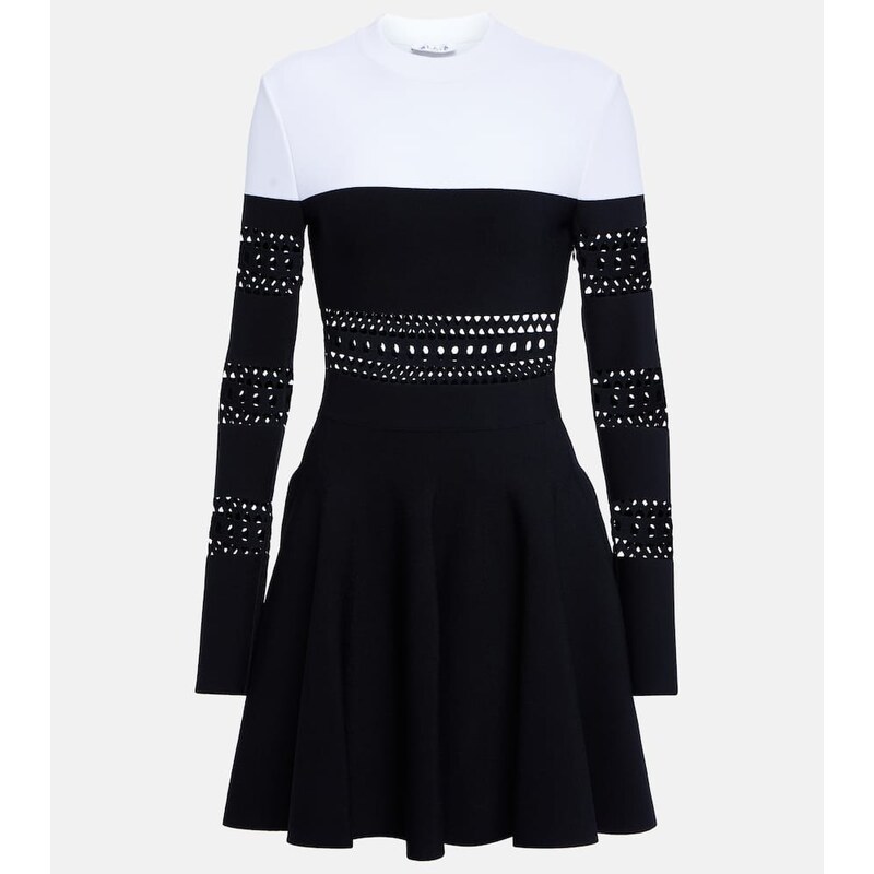 Šaty Alaïa Vienne minidress v barvě černá a bílá