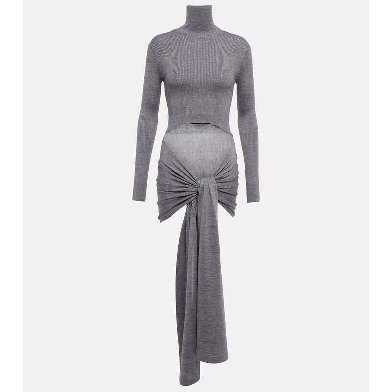 Alaïa Tie-front cashmere and silk turtleneck sweater