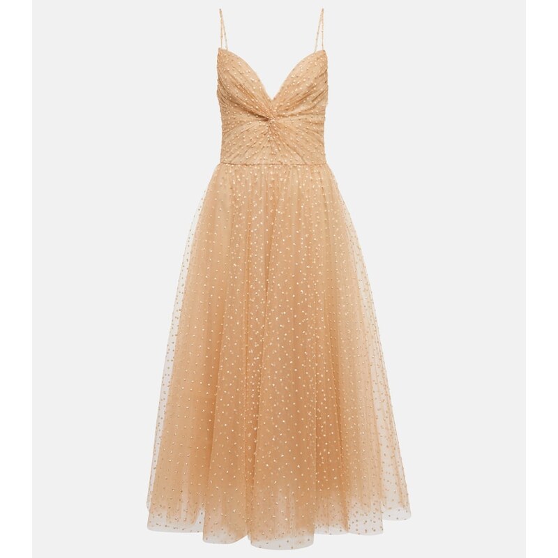 Monique Lhuillier Dotted tulle midi dress