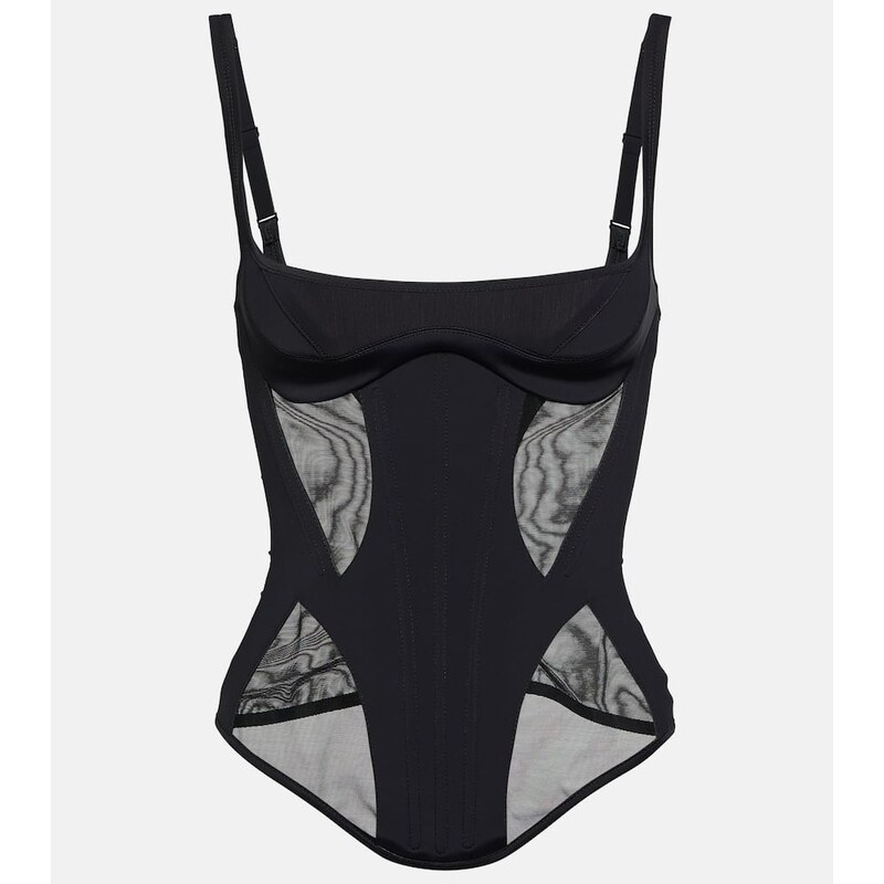 Dámská body Mugler Bonded Illusion v černé barvě