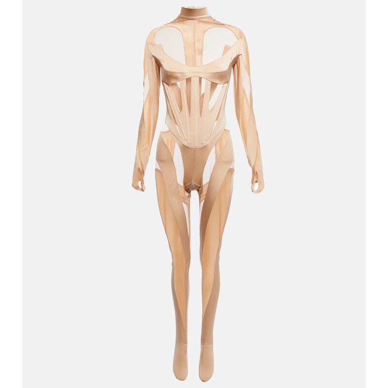 Dámský obleček Mugler Paneled jumpsuit v barvě Powder / Nude