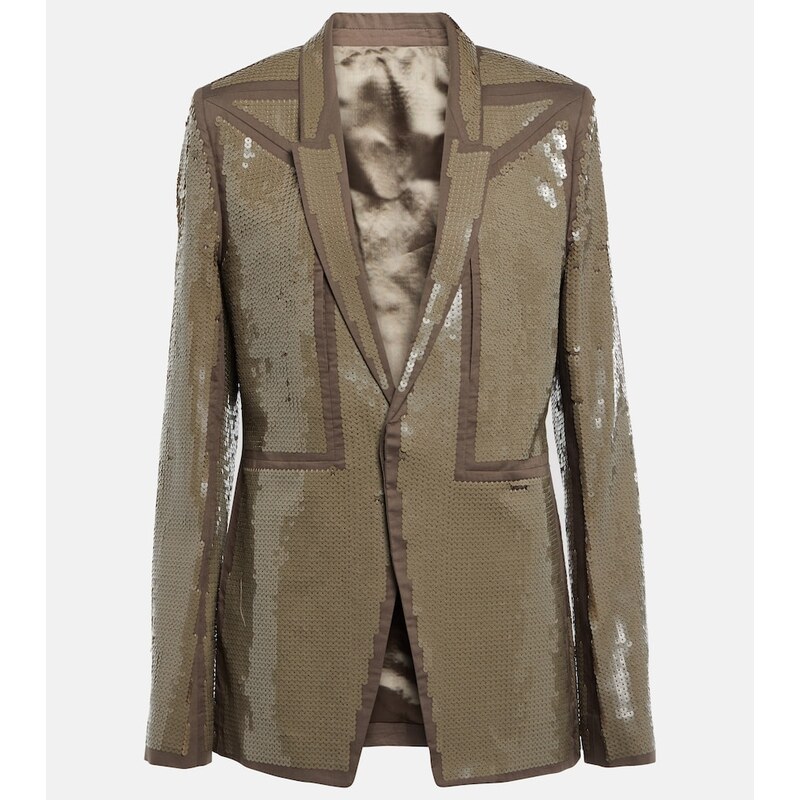 Rick Owens Sequined single-breasted cotton blazer