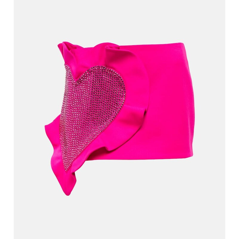 Area Heart ruffle wool miniskirt