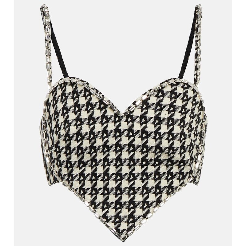Area Embellished checked crop top