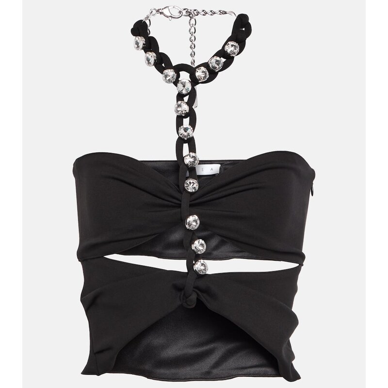 Area Chain-link embellished halter top