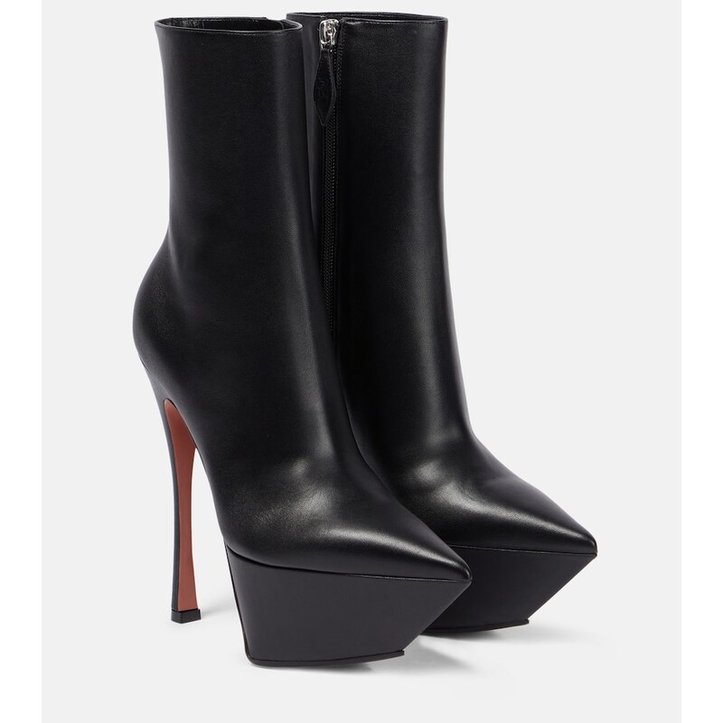 Amina Muaddi Yigit leather platform ankle boots