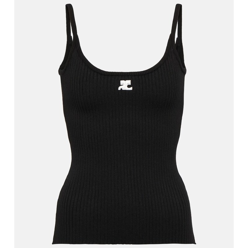 Courrèges Logo ribbed-knit tank top