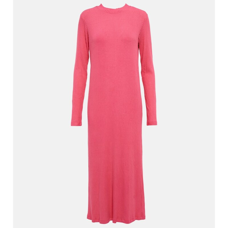 Velvet Ember ribbed-knit midi dress