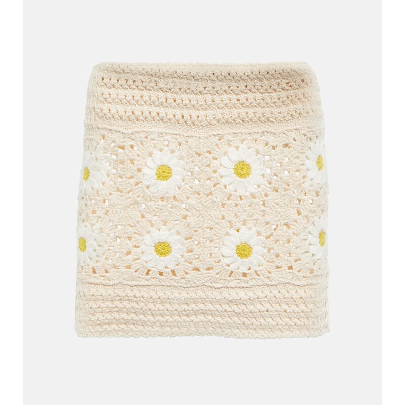 Alanui Daisy crocheted miniskirt v barvě bílý žlutý