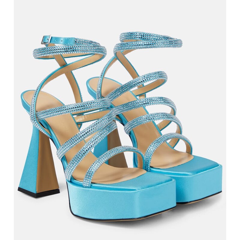 Mach & Mach Sydney embellished satin platform sandals