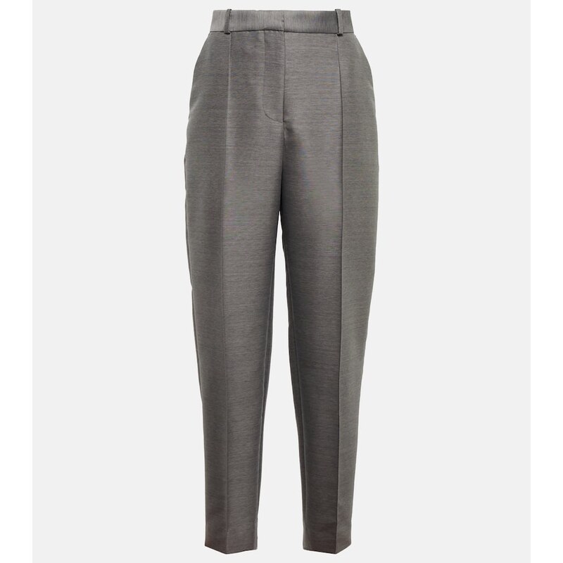 Toteme Mid-rise straight cotton and wool-blend pants