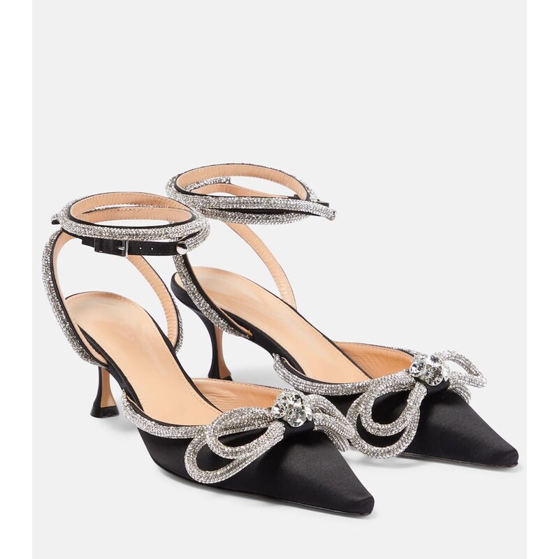 Mach & Mach Double Bow 65 embellished satin pumps