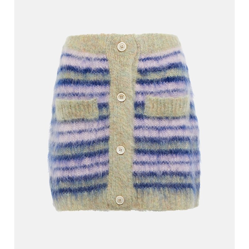 Marni Striped mohair-blend miniskirt