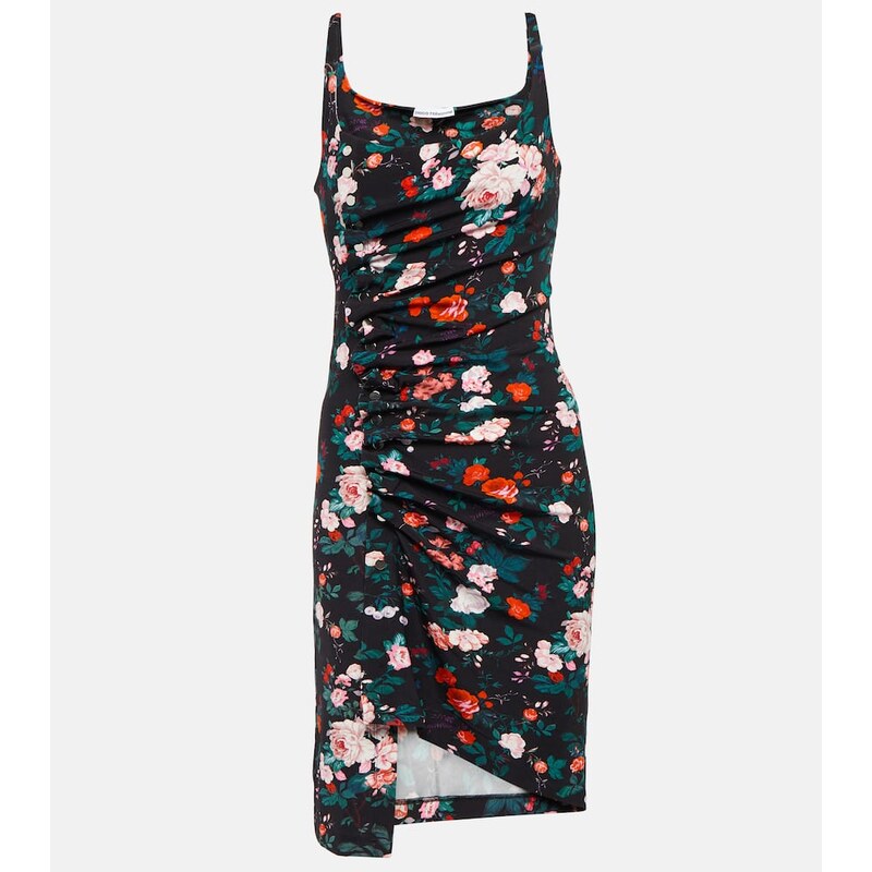 Rabanne Floral ruched jersey minidress