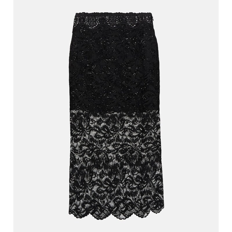 Rabanne Layered lace midi skirt