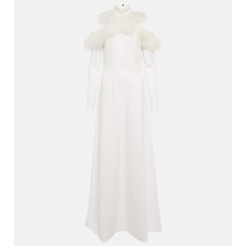 Christopher Kane Bridal feather-trimmed crÃªpe gown