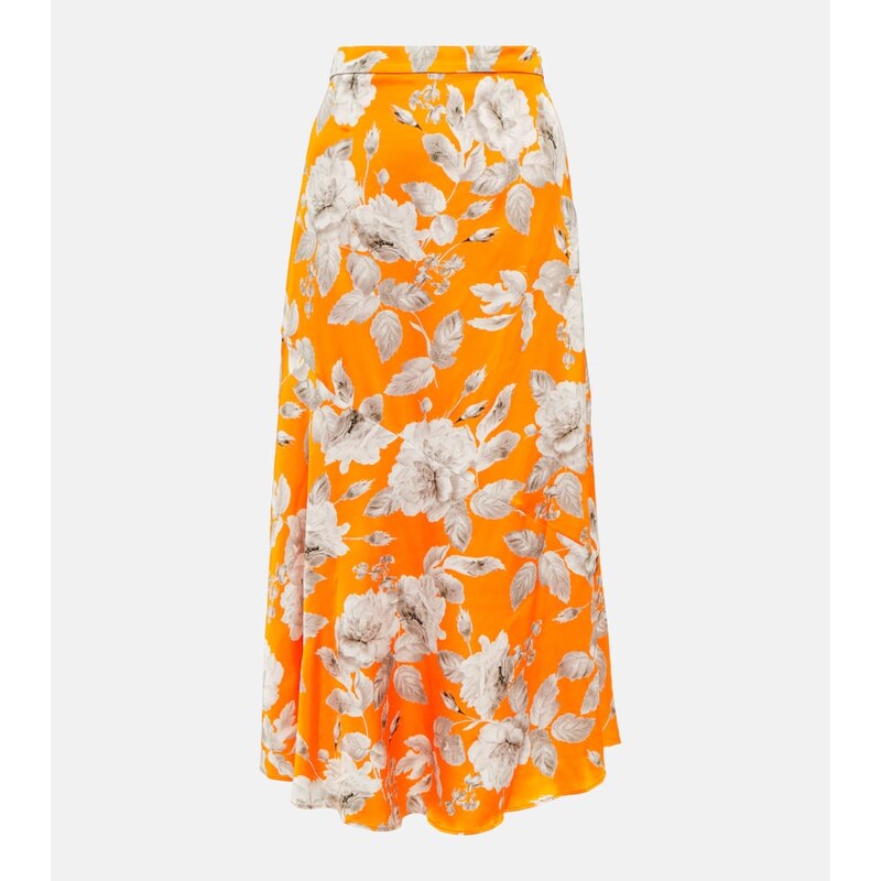 Erdem Griselda floral satin midi skirt