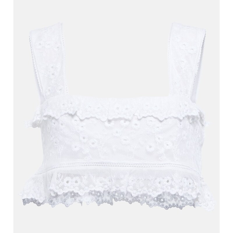 Isabel Marant Mecelia anglaise cotton and silk crop top