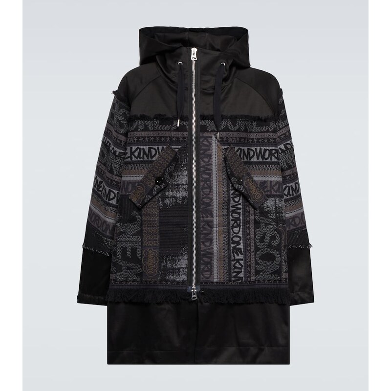 Jacquardová bunda Sacai X Eric Haze v barvě Black/Grizzly