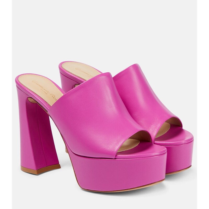 Gianvito Rossi Holly leather platform mules