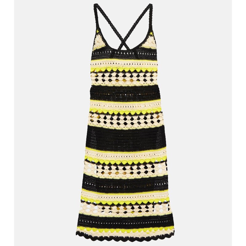 Ganni Logo striped crochet minidress