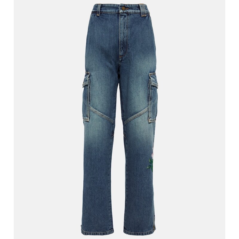 Alessandra Rich Sequin-embellished flared jeans